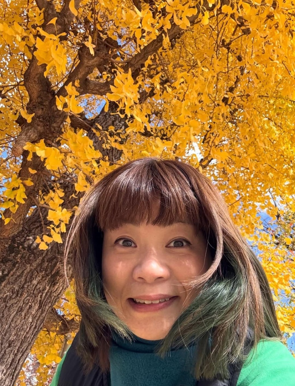 小儀在遍佈黃葉的公園隨處逛,大讚景色「美麗到不能」。 小儀在遍佈黃葉的公園隨處逛,大讚景色「美麗到不能」。