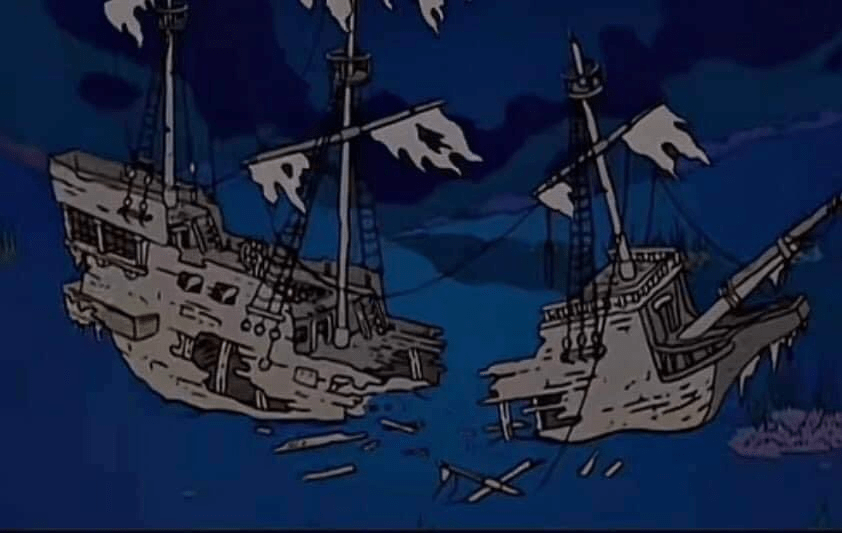 剧情中出现沉船残骸。