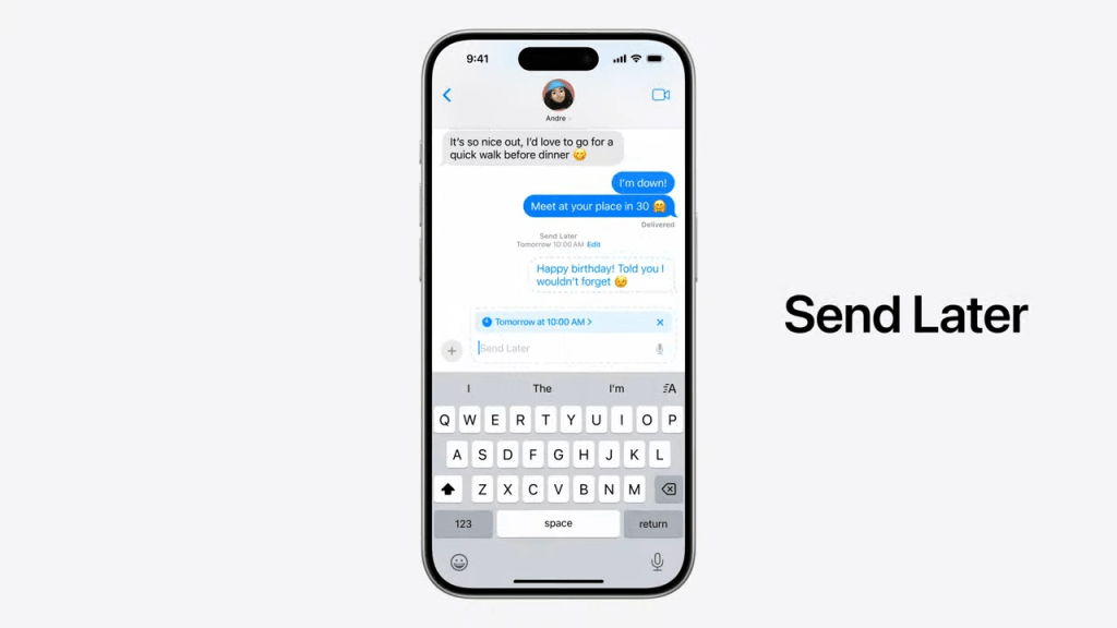 iMessage加入Send Later功能，可以预定讯息发送时间。