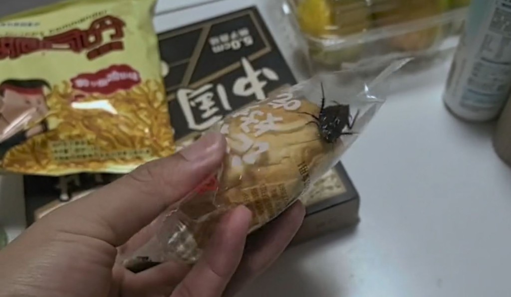 網民質疑密封的袋裝麵包，曱甴是否能長時間存活。抖音@他與江南-jmc