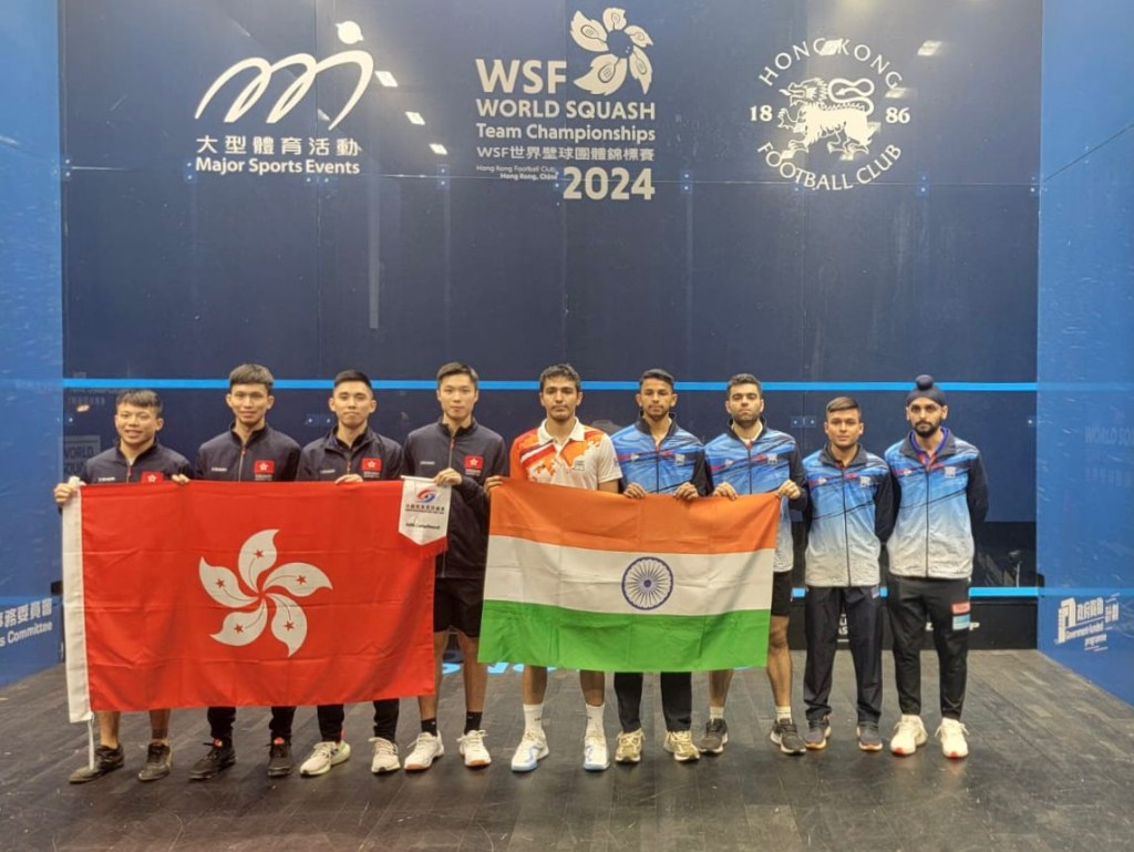 香港男子隊跟印度隊賽前合照。照片由壁總提供