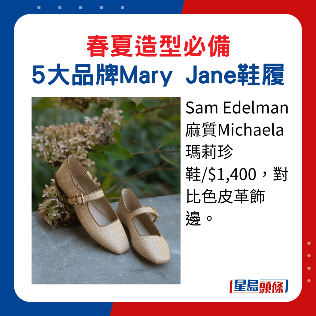 Sam Edelman麻质Michaela玛莉珍鞋/$1,400，对比色皮革饰边。