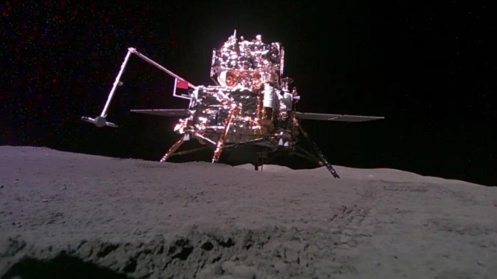 6月3日，嫦娥六号携带的「移动相机」，成功拍摄、回传著陆器和上升器合影。