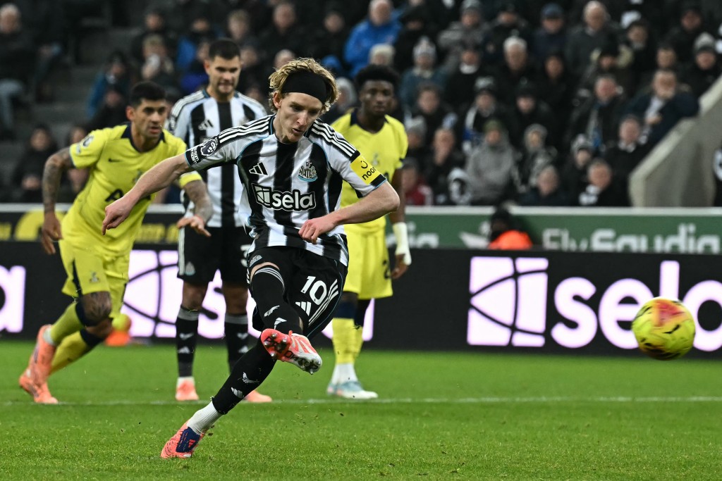 安東尼哥頓操刀中鵠，紐卡素再次領先2:1。法新社