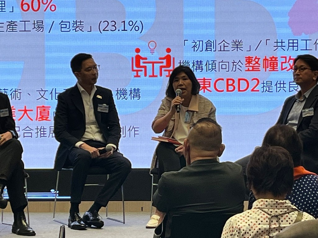 起动九龙东专员靳嘉燕(中)表示当局行业已转型。