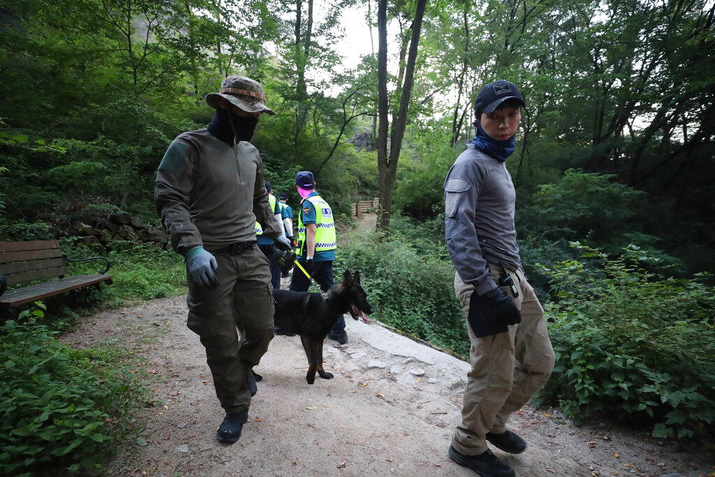 警方出動警犬等搜尋。AP