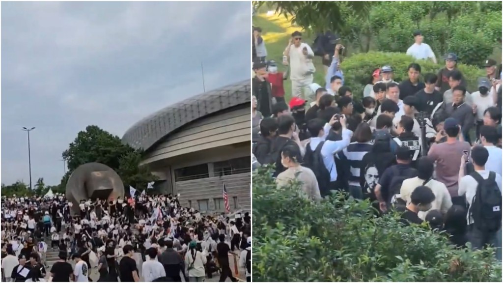 南韓選票短缺風波延燒，極右派喊示威者包圍體育場館毆打記者。 X