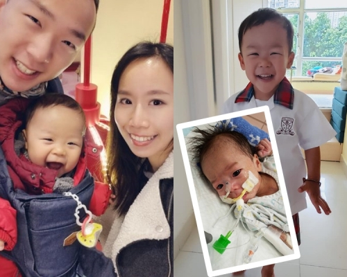 小鐵漢出生就經歷3次手術,插滿輸藥喉。 小鐵漢媽媽facebook圖片