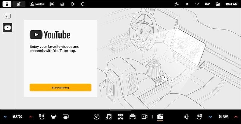 Rivian R1S及R1T亦通過YouTube App觀看不同節目。