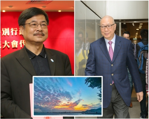 蕭思江(左)要求顧明均(右)道歉和賠償,小圖為涉事相片。資料圖片