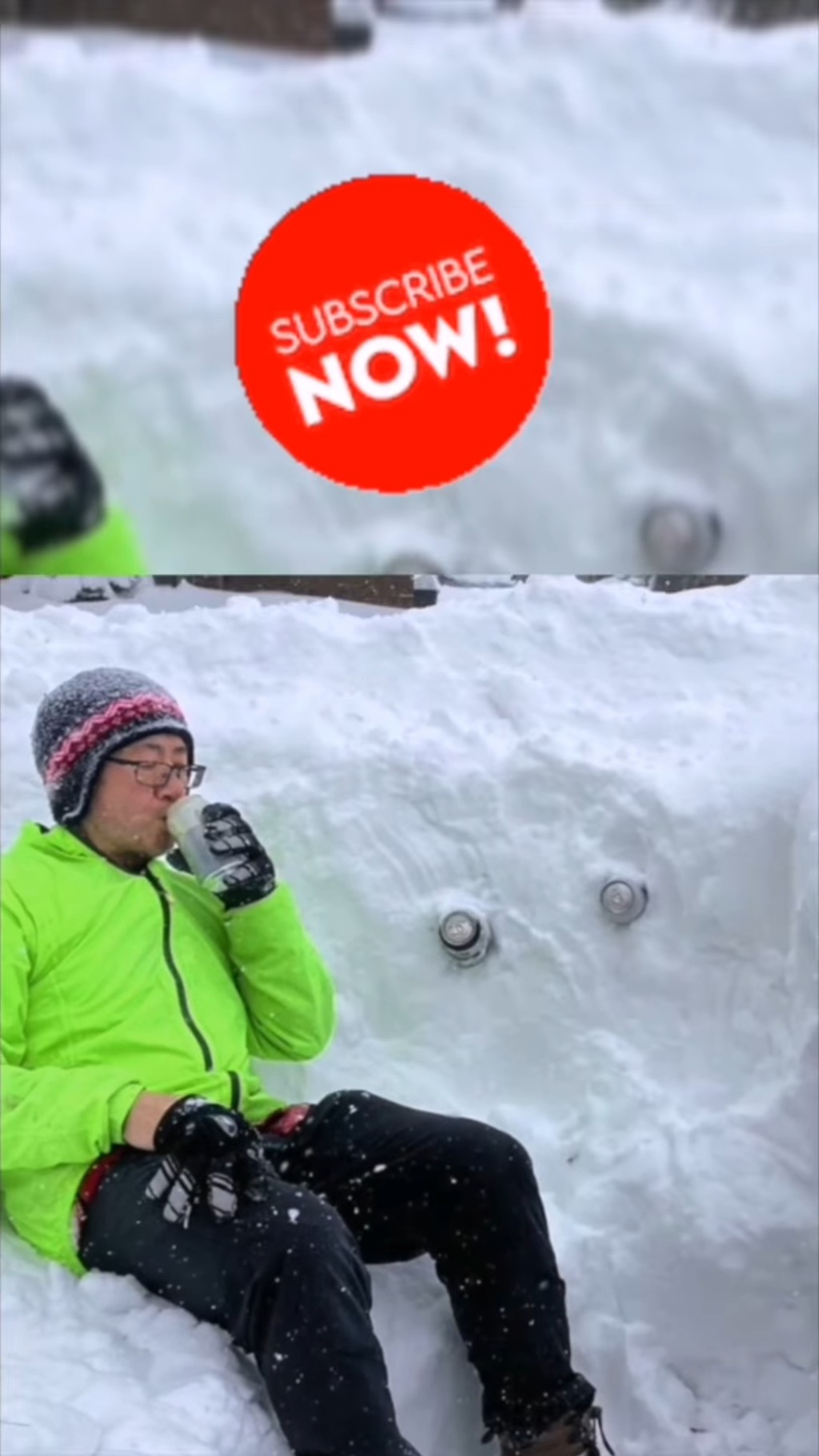 陳霽平在片中插入哥哥在雪地飲冰凍啤酒的照片,罕有分享家人近照。 陳霽平在片中插入哥哥在雪地飲冰凍啤酒的照片,罕有分享家人近照。