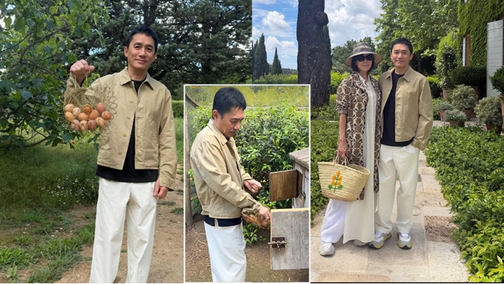 梁朝伟法国南部变身「执蛋农夫」 刘嘉玲充当御用摄影师 网民激赞：影帝好可爱。