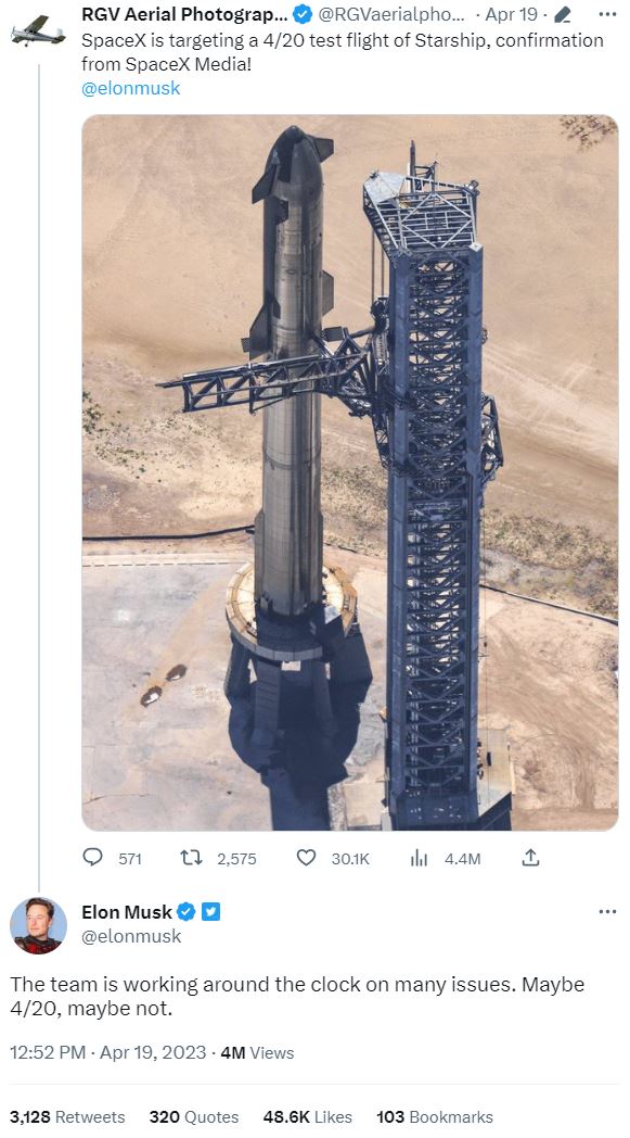 马斯克指SpaceX团队正处理许多问题。(twitter)