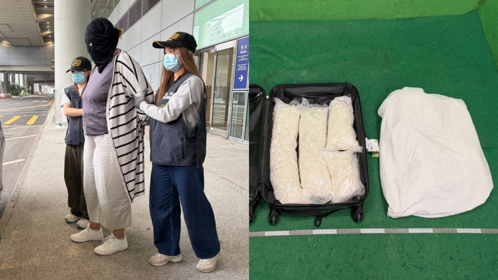 飛機豬｜機場海關拘43歲葡萄牙販毒女 搜行李檢近千萬元氯胺酮