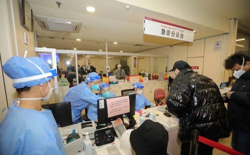 北京朝陽醫院急診室現場。