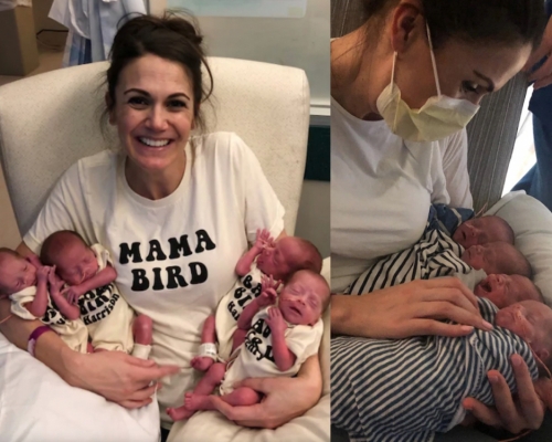 美國德州35歲媽媽自然懷孕成功誕下同卵四胞胎。(網圖)