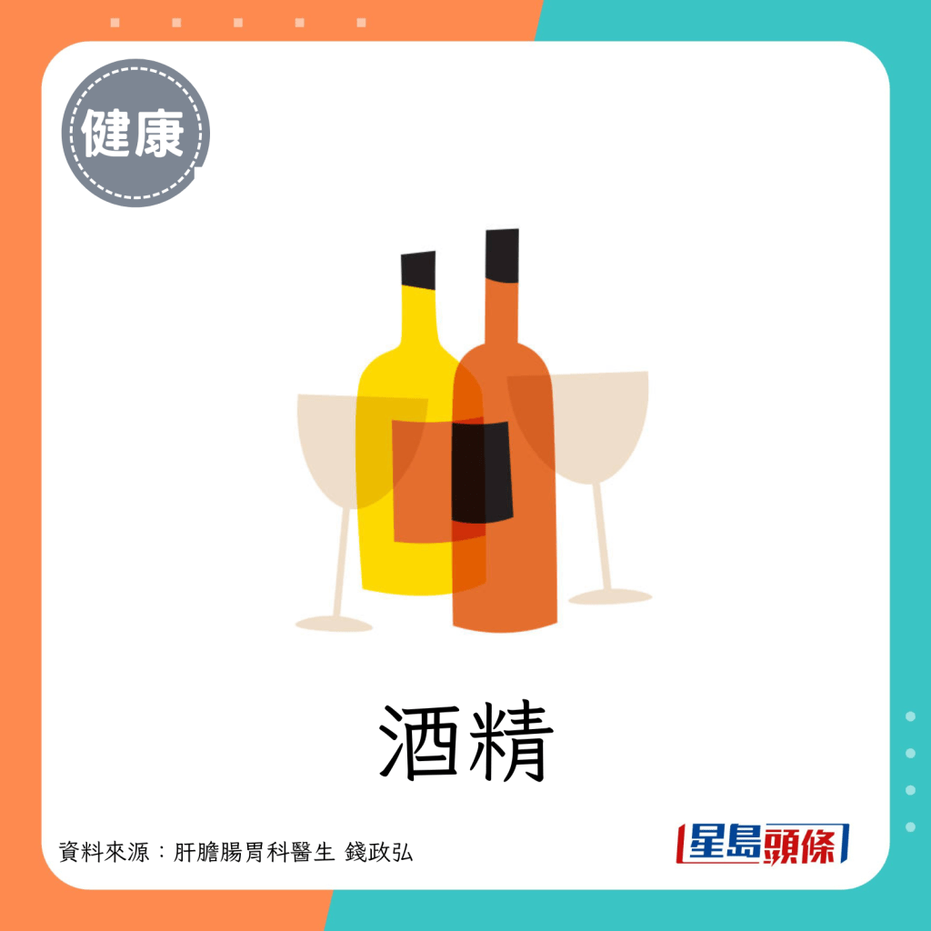 胃酸倒流避免喝：酒精