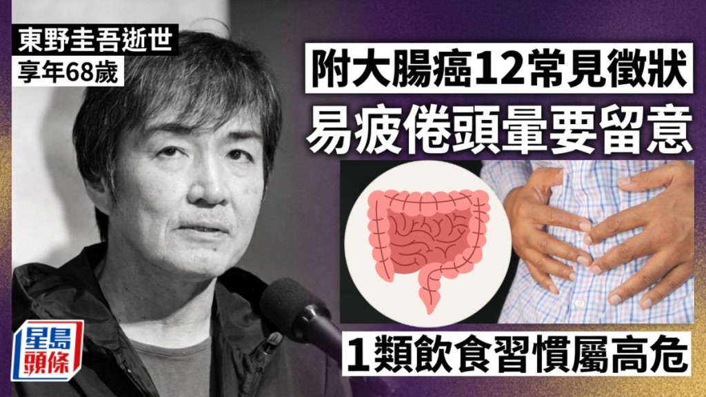 东野圭吾逝世享年68岁 附大肠癌12个常见征状 1类饮食习惯属高危