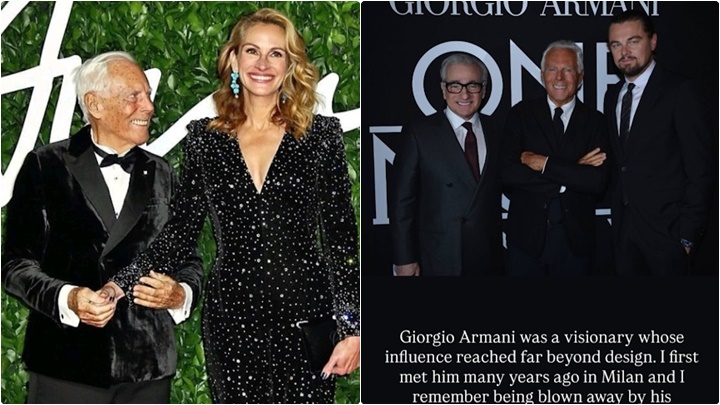 群星悼念Giorgio Armani離世 茱莉亞羅拔絲發文:一個傳奇 里安納度晒合照稱影響力遠超設計界