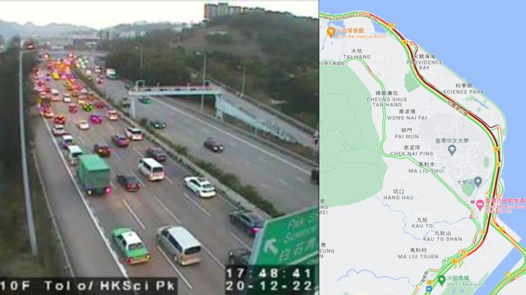 吐露港公路大塞車。
