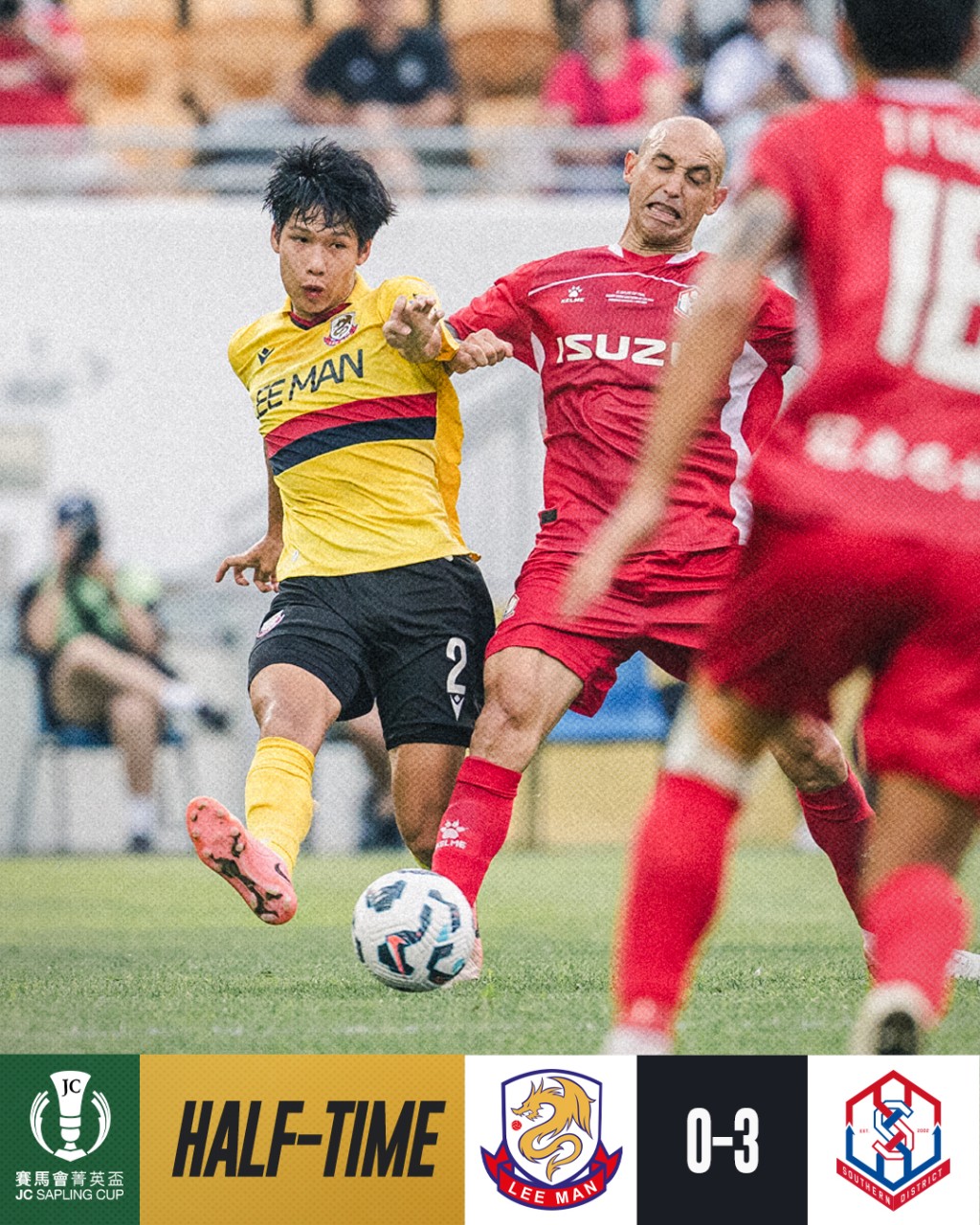 理文(黃衫)半場落後0:3。理文FB 理文(黃衫)半場落後0:3。理文FB
