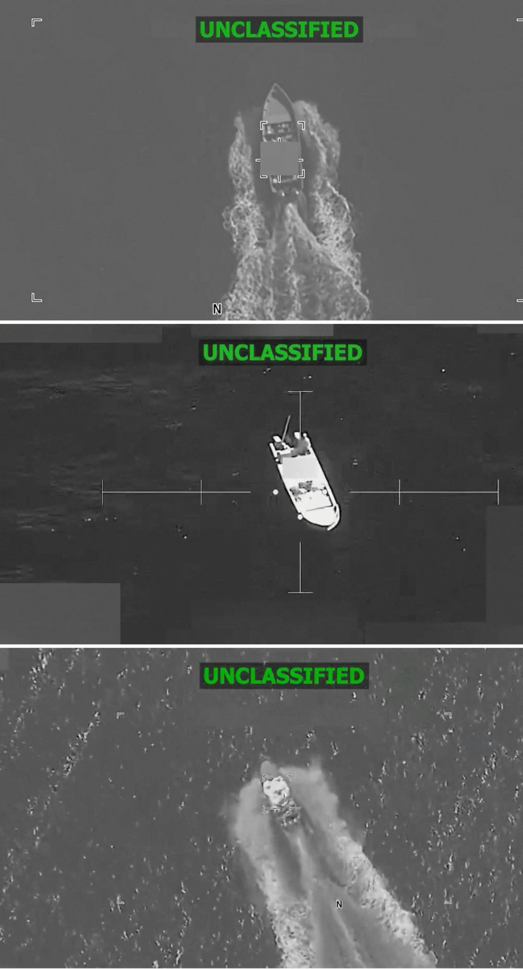 美軍公布,在東太平洋打擊3艘疑似運毒船。路透社 美軍公布,在東太平洋打擊3艘疑似運毒船。路透社