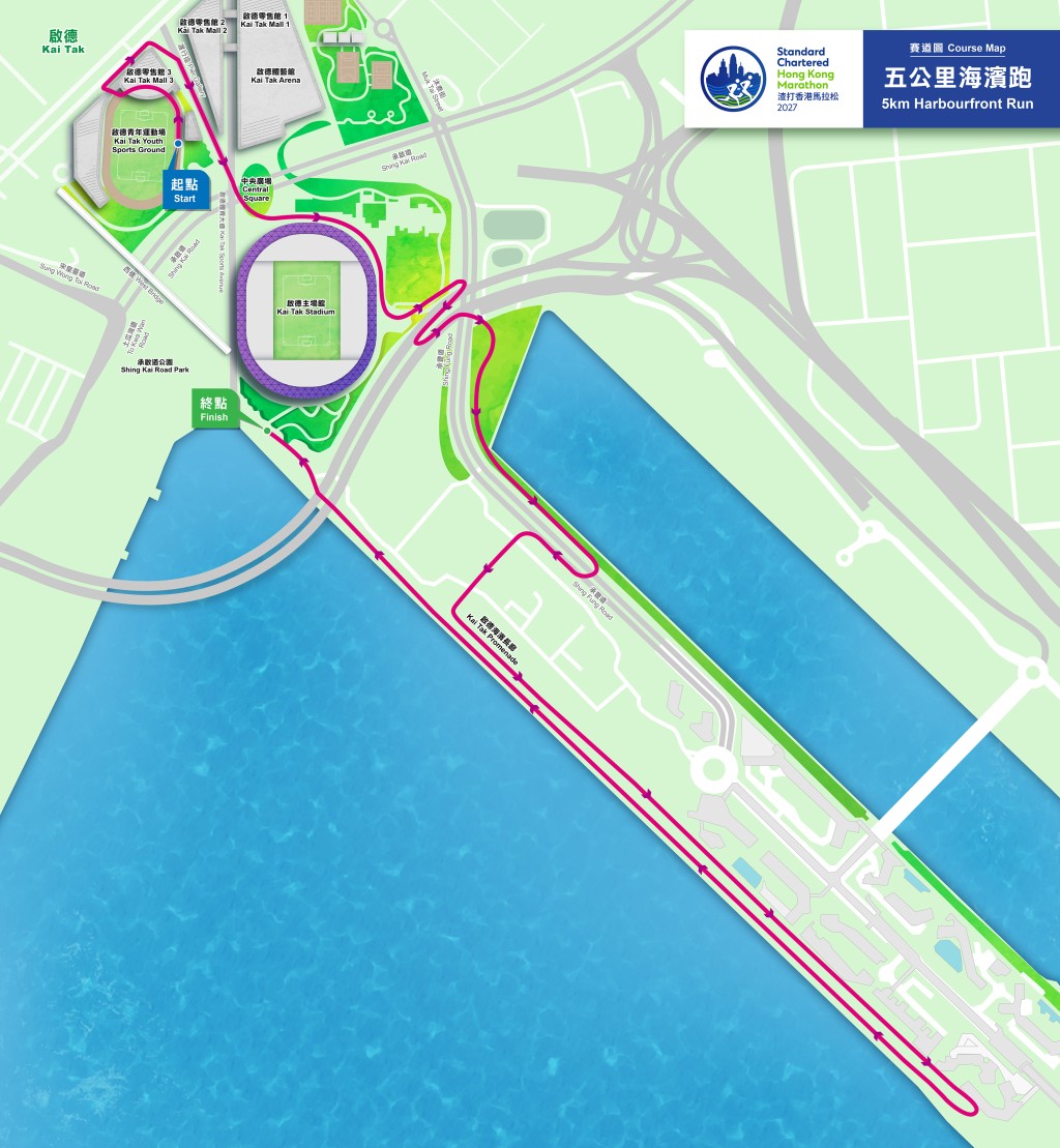 「五公里海濱跑」路線。公關圖片 「五公里海濱跑」路線。公關圖片
