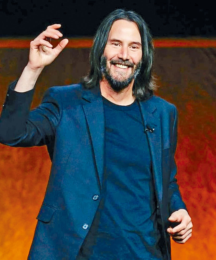 奇洛李维斯现身CinemaCon，介绍其新作《杀神John Wick 4》。