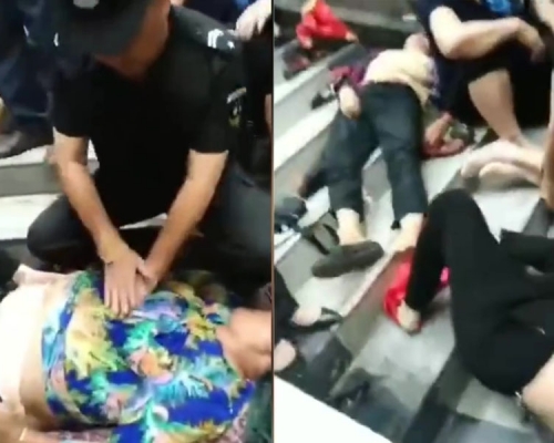 巴州区南坝佰尚购物中心在开业促销活动中，商场内发生人踩人事件。(网图)