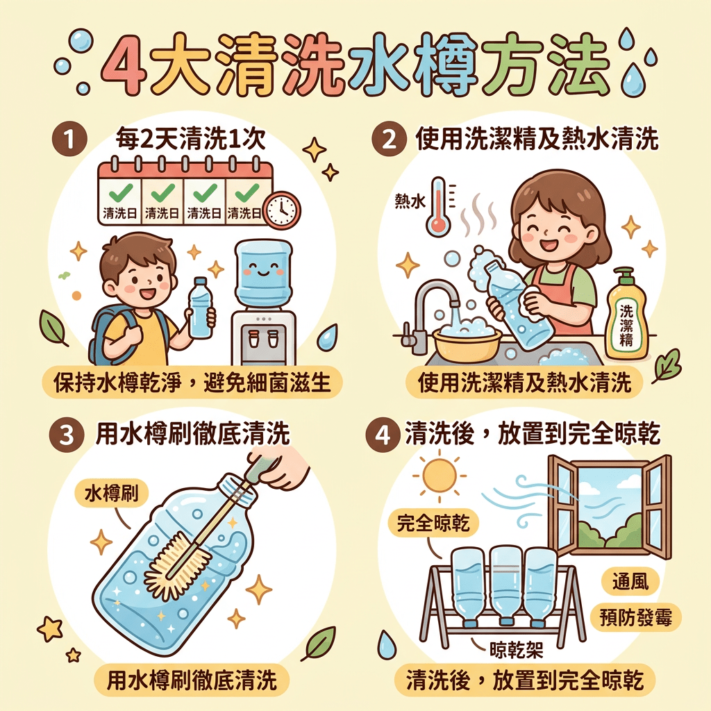 4大清洗水樽方法
