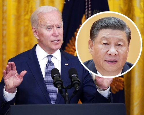 美國白宮將安排總統拜登在未來數月與中國國家主席習近平（小圖）對話。AP圖片及新華社圖片