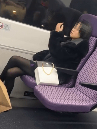 一名女子在東鐵頭等車廂吸食電子煙。FB：車Cam L（香港群組）