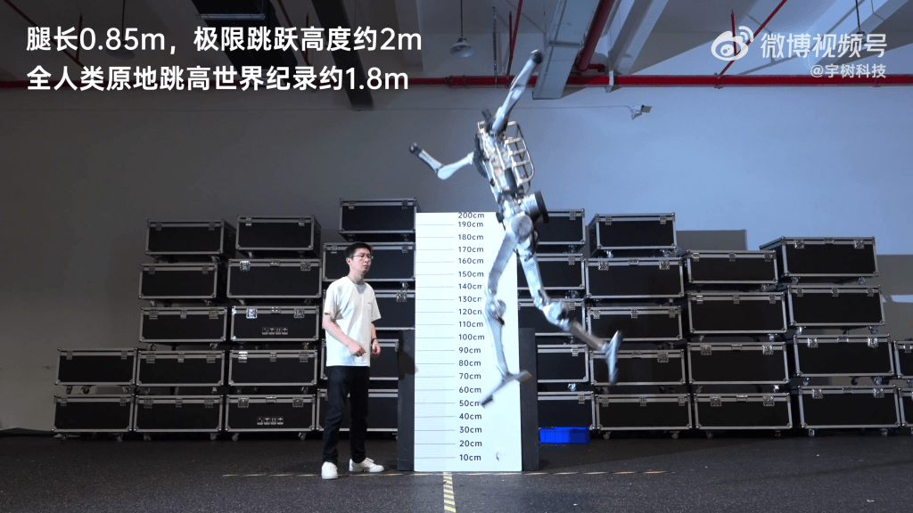 宇树新机械“超人”原地跳高破人类纪录。