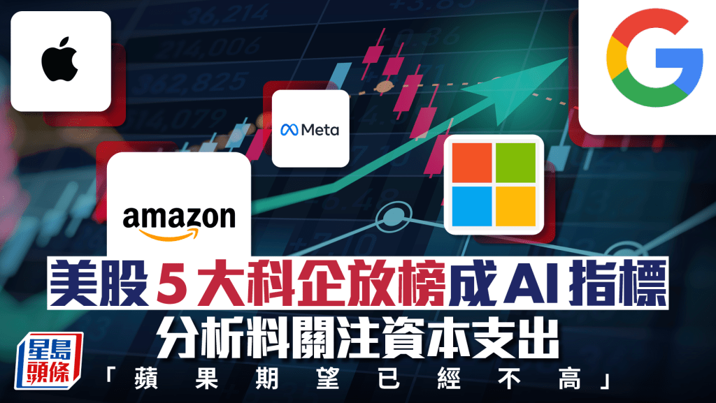 美股5大科企放榜成AI指標 分析料關注資本支出 「蘋果期望已經不高」