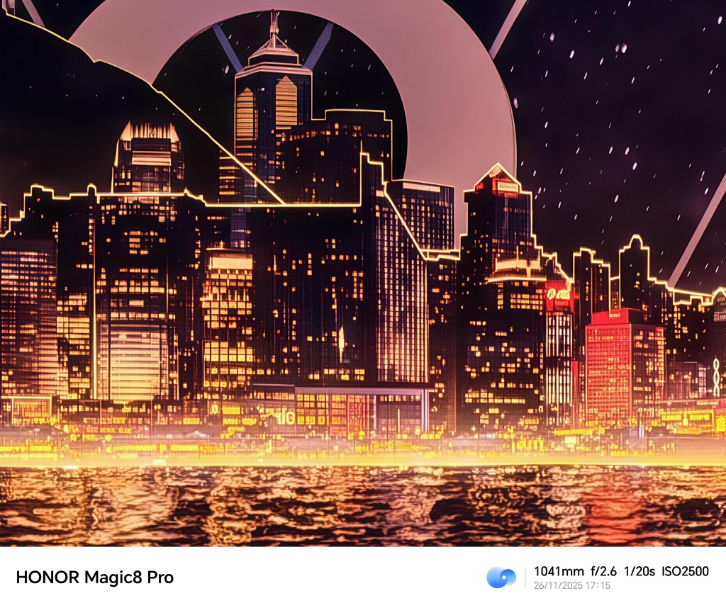 即場實試出動45倍Zoom，AI仍能清晰還原燈牌的原有細節。