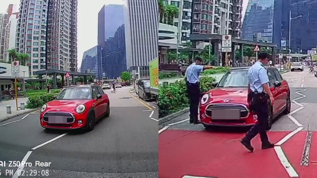 車Cam｜啟德再有司機逆線衝過路處 6警眼前違規即時被截停
