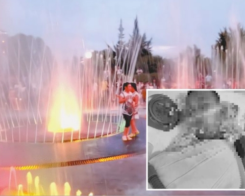 甘肃8岁男童被喷泉强大的冲击力冲飞堕地，抢救11天后伤重身亡。网图