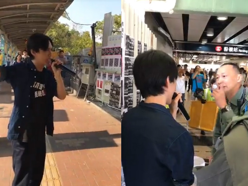 呂智恆在粉嶺「連儂牆」清理期間被捕。facebook截圖