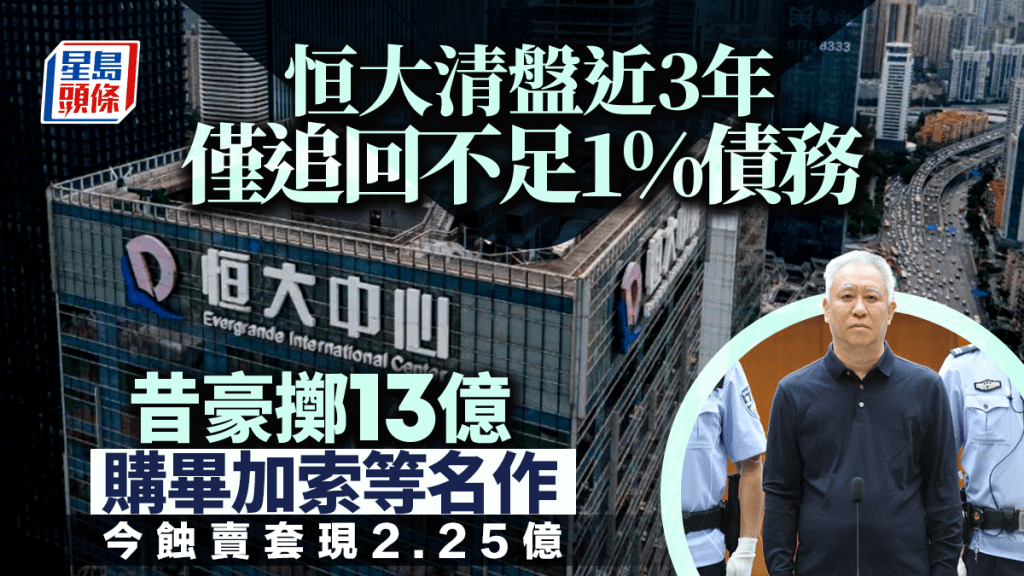 恒大清盤近3年僅追回不足1%債務 昔豪擲13億購畢加索等名作 今蝕賣套現2.25億