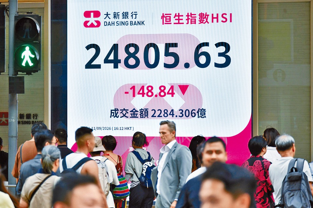 市場普遍預計港股短線將維持調整格局，料於24200點至25500點大型區間上落。