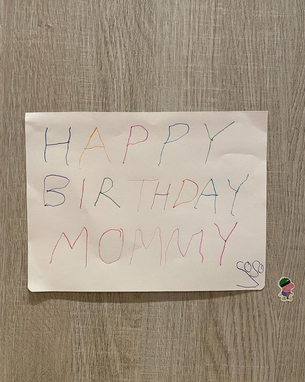 囡囡送畀媽媽嘅生日咭。