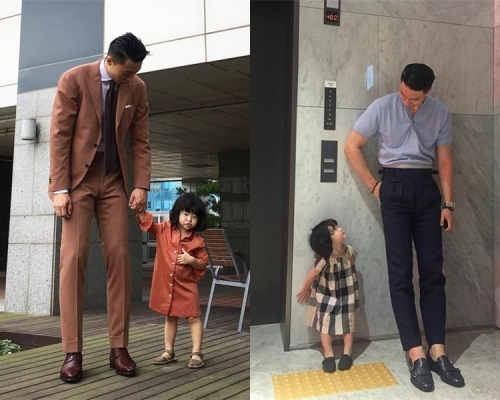 長腿爸爸和女兒超萌身高差。johnwaynekim
IG