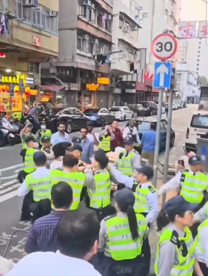 食環署人員昨日到深水埗執法，其間與3名男子發生爭執。網上片段截圖