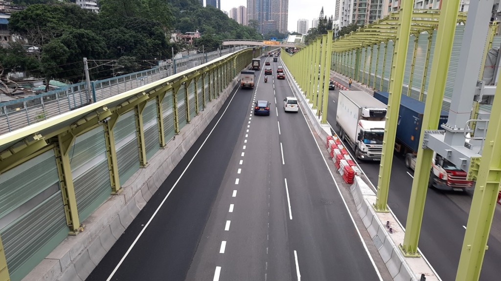 大埔公路(沙田段)北行線三線通車 行車時間縮短逾半。運輸及物流局facebook圖片