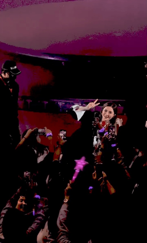 蔡卓妍与台下粉丝自拍。