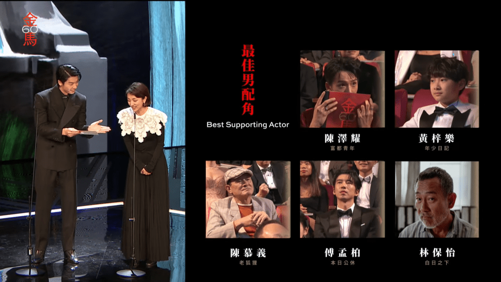 台灣男神許光漢與日本演員滿島光頒發「最佳男配角」。