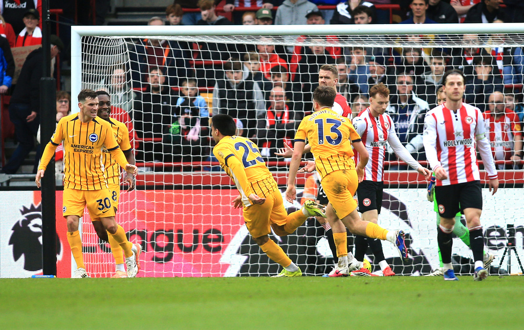 白禮頓作客以2:0擊敗賓福特。美聯社 白禮頓作客以2:0擊敗賓福特。美聯社