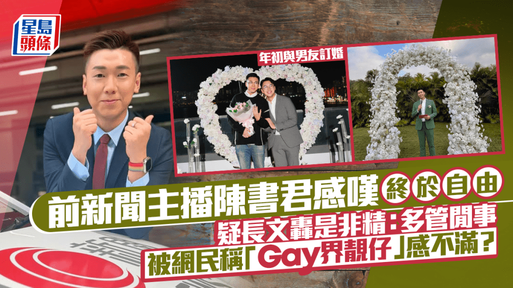 前新聞主播陳書君感嘆終於自由  疑長文轟是非精  被稱「Gay界靚仔」反諷網民理解能力