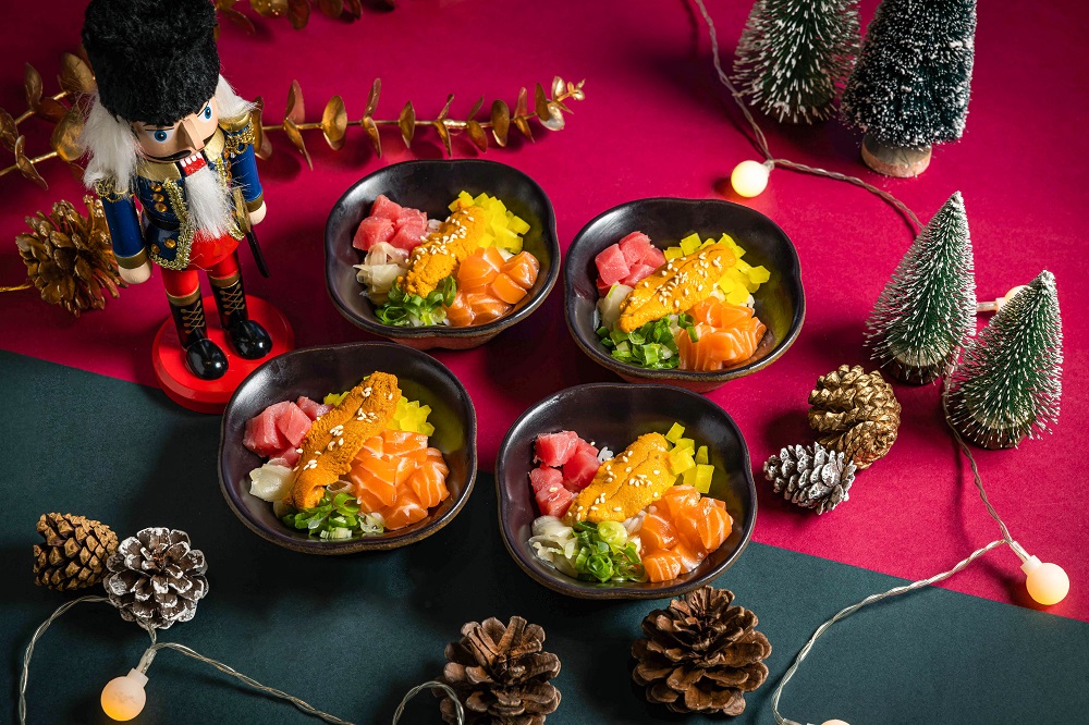 色彩繽紛的海膽刺身飯——如心酒店聖誕自助餐