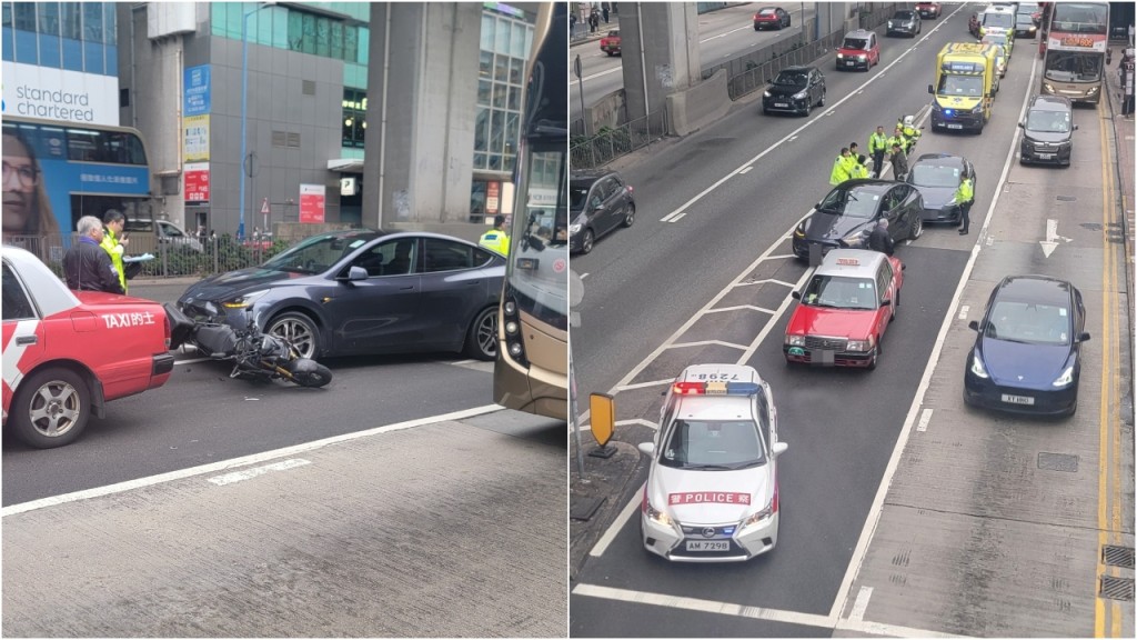 觀塘道四車連環相撞 兩司機受傷送院